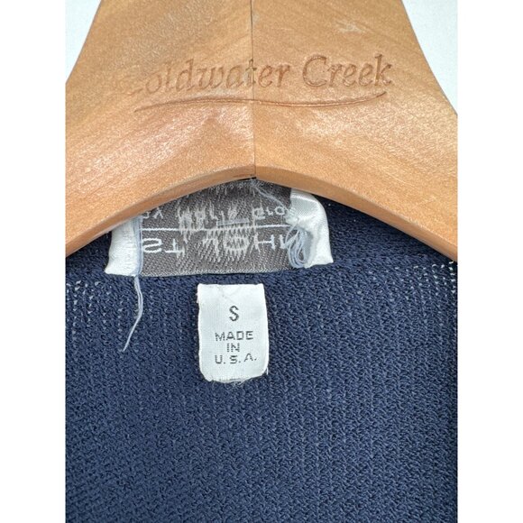 ST JOHN Satana Knit Long Open Cardigan Pocket Navy Sweater Size S USA oversized - Picture 3 of 6